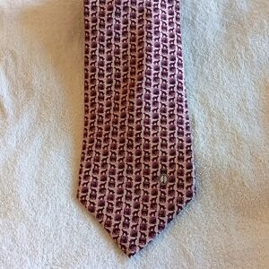 Dunhill Dog Print Beife Purple Color 100% Silk Tie